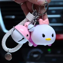 

New Cute Yellow Penguin PVC Alloy Car Bag Pendant Keychain Women kawaii Cartoon Animal Keyring Key Chain