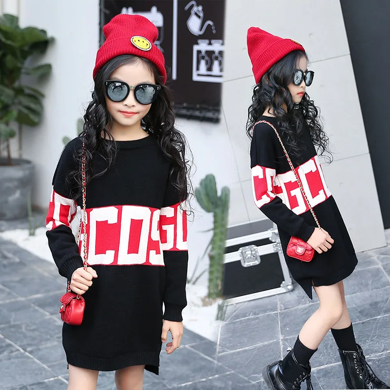

Girls sweater fashion thick round neck letters wear bottoming shirt spring autumn new long-sleeved sweater children's clothing