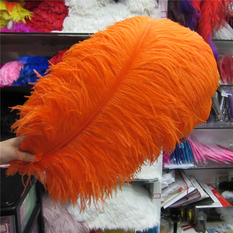 Натуральные перья страуса 15-75 см 6-30 дюймов Diy для рождественской вечеринки украшения для свадебного платья оранжевого страусиные перья