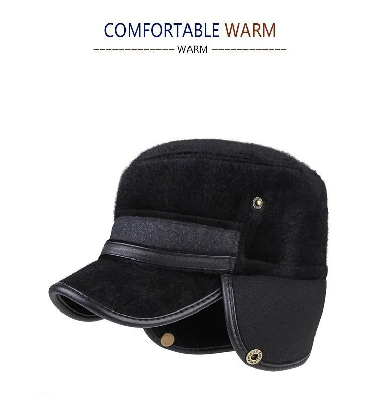 Kagenmo, осенняя и зимняя модная мужская меховая бейсболка, толстая норковая меховая шапка с защитой ушей, сохраняющая тепло, с ушным козырьком, мужской зимний козырек