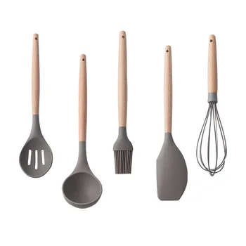 

Kitchenware Silicone Heat Resistant Kitchen Cooking Utensils Non-Stick Baking Tool Cooking Tool Sets Spoons Ladle Turner