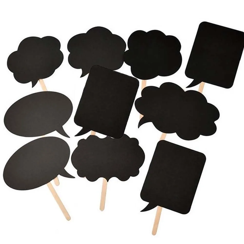 

10Pcs DIY Photo Booth Prop Wedding Birthday Party Black Card Chalkboard Stick Bakery Decoration