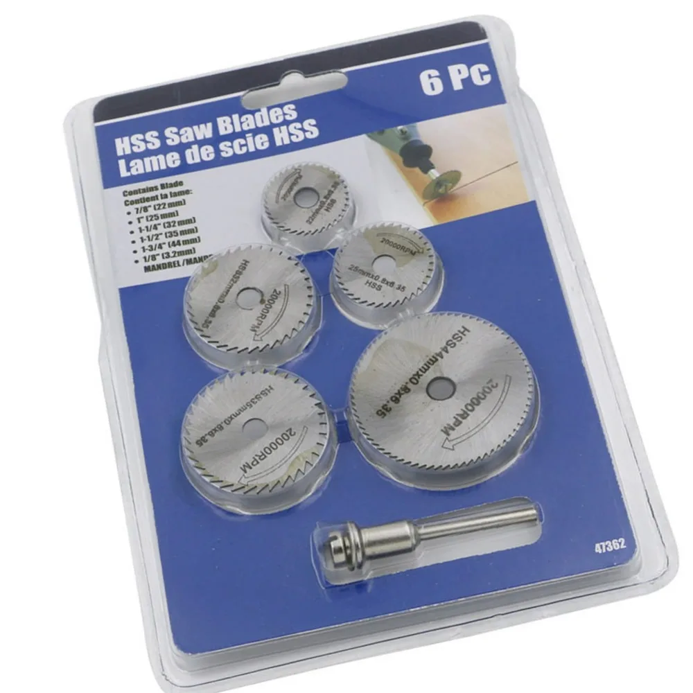

6PC Mini Circular Saw Blade Set Cutting Disc For Dremel Style Rotary Drill Tool use Wood Aluminum Cutting