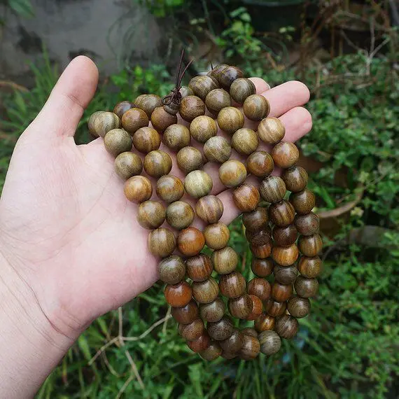 

15mm Natural Nepal Green Sandalwood Beads 108 Mala Beads Prayer Beads, Buddhism Beads,Meditation Loose Japa Mala Buddha 10 12mm