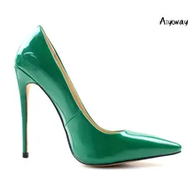 Aiyoway Fashion Women Ladies Pointed Toe High Heel Pumps Evening Party Dress Shoes Green Slip On US Size 5-15