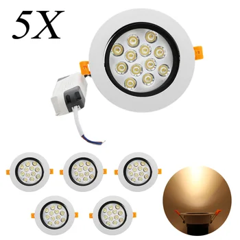 

5X LED Projector 85-265V Warm/Cold 12W LED Driver Recessed Cabinet Wall Spot Down light Ceiling Lamp For Home Bathroom Lighting