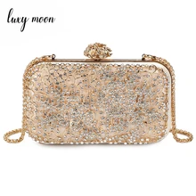 Luxy Moon вечерняя сумочка, клатч с бриллиантовым цветком, металлическая Роскошная сумочка, вечерние сумочки для банкета, женская сумка на плечо