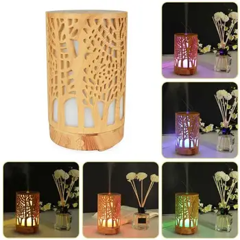 

100ml Aroma Essential Oil Diffuser Ultrasonic Air Humidifier with Wood Grain 7 Color Changing LED Lights for Office Home