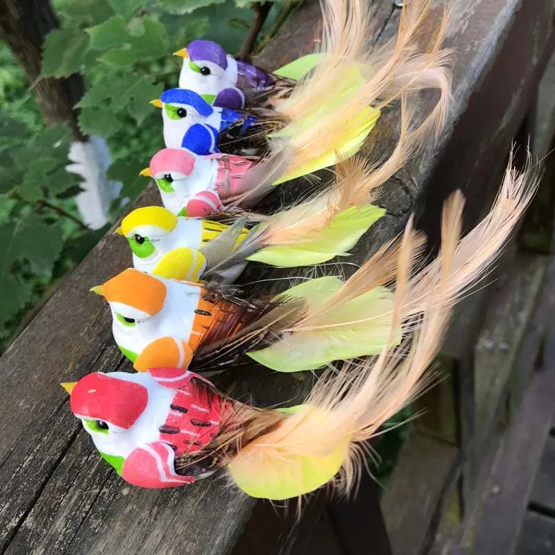 12*3CM 1PCS Decorative Birds Artificial Foam Feathers Fake Mini Bird With Foot DIY Craft Decor Wedding Party Birthday Decoration | Дом и сад