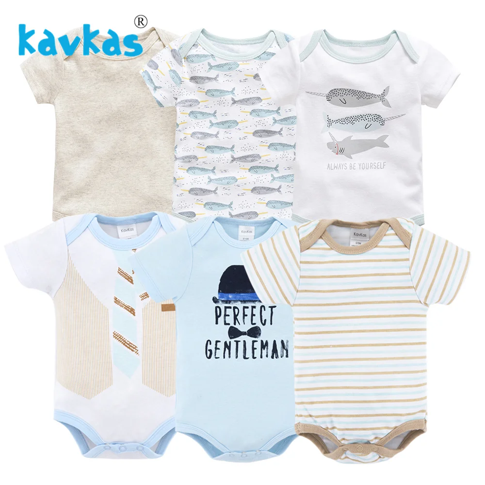 Детские боди из хлопка Kavkas 6 шт. цельный летний комплект одежды с коротким рукавом