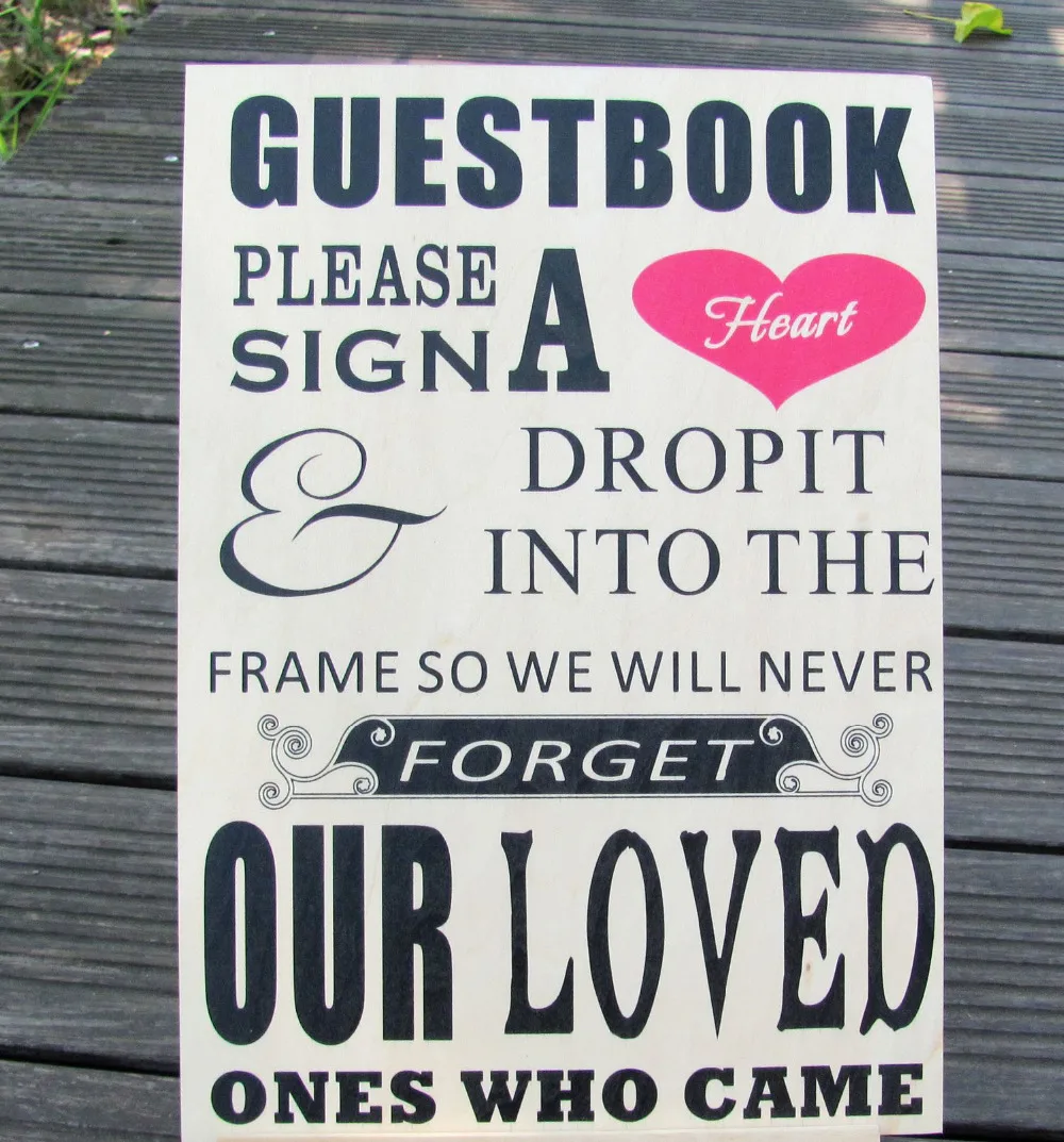 "Пожалуйста, вывесьте сердечко" знак для деревянного свадебного подвесное сердечко коробка для гостей книжные рамки