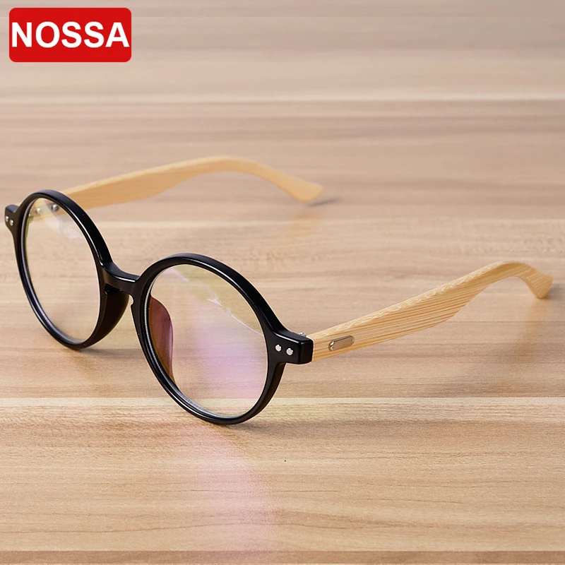 

NOSSA Vintage Designer Handmade Bamboo Glasses Frames Retro Round Eyewear Frame Women Men Wooden Myopia Optical Eyeglasses Frame