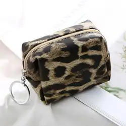 Высокое качество леопардовым узором кошелек с застежкой-молнией для монет Чехол-держатель для ключей наушники сумка органайзер