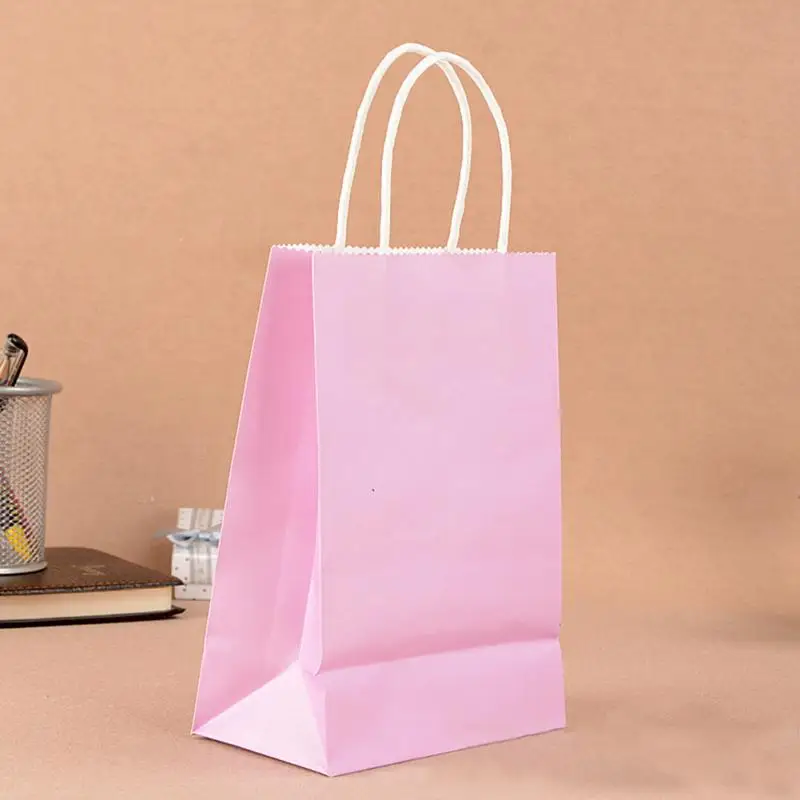 5 шт или 10 шт экологически чистый крафт бумажный подарочный пакет сумка с ручками перерабатываемый магазин упаковка сумка 10 цветов - Цвет: Лиловый
