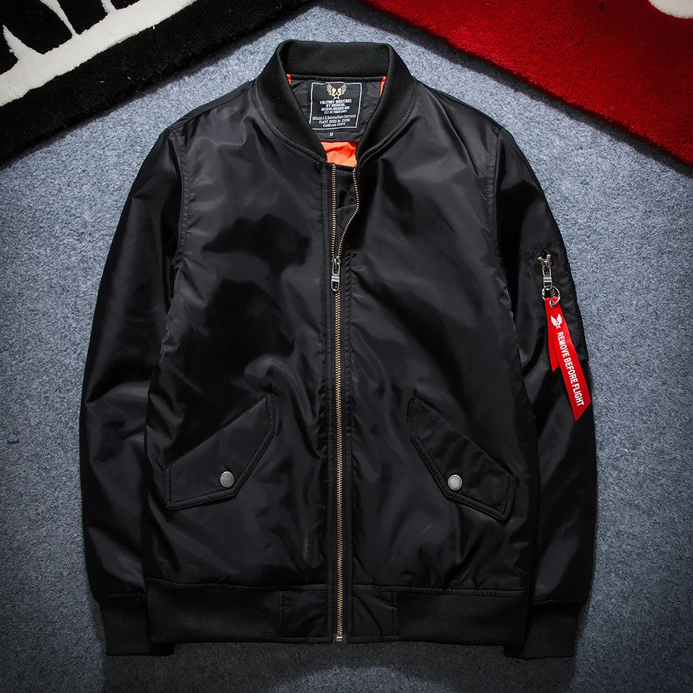 

MA1 Pilot Bomber Jackets Mens 2018 Autumn Tiger Embroidered Thin Bomber Jacket Coats Army Green Blue Black Red Jacket
