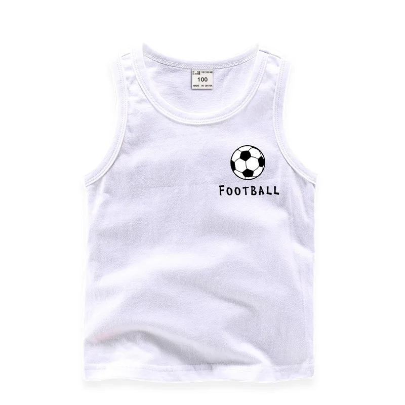 Летние футболки для мальчиков детские топы, хлопковый жилет для детей, Футбольная майка для малышей от 1 до 10 лет, модели нижнего белья для подростков - Цвет: Белый