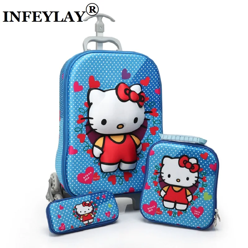 3D stereo trolley case Cute hello kitty anime kids Travel suitcase girl cartoon luggage EVA pencil