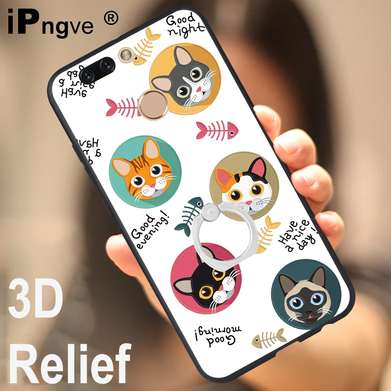 Ipngve 3D рельефная печать Мягкие TPU + PC жесткий чехол для Huawei Honor V9 с кольцом держатель