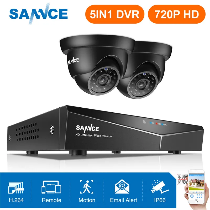 SANNCE 4CH 720P камера безопасности системы HDMI 5в1 DVR с 2 шт TVI Открытый всепогодный CCTV