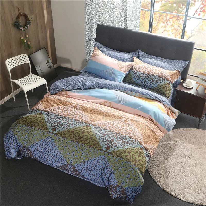 

Vintage Print 4Pcs Bedding Set Comforter Bedding Set Duvet Cover Bed Sheet Pillow Quilt Cover Single/Double/Queen King Size Soft