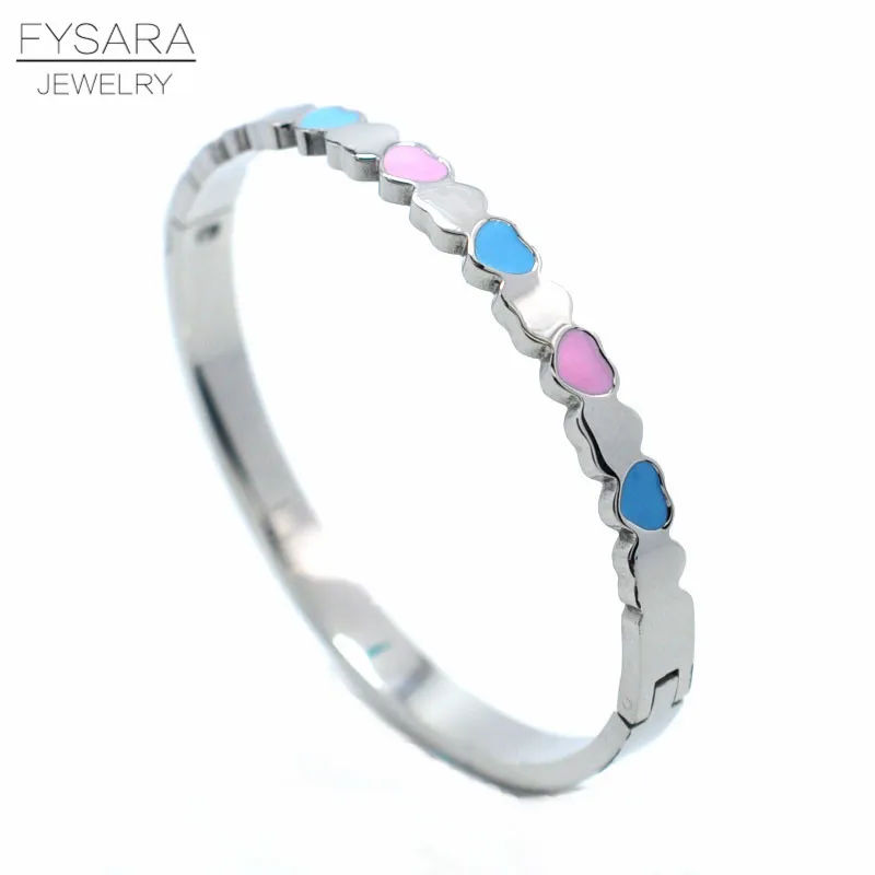 

FYSARA Famous Brand Blue Pink Resin Bangle Stackable Heart Love Bangle For Women Luxury Bangles Party Trendy Jewelry