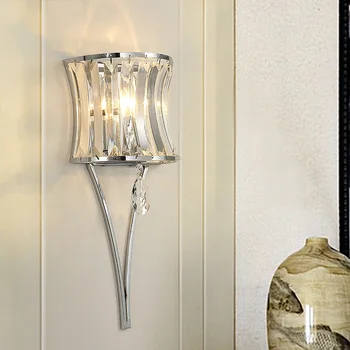 

American Chrome K9 Crystal Wall Lamp E14 Lighting Bed Room Led Luminaria Wall Mounted Bedside Lamps Modern Wall Sconce Light