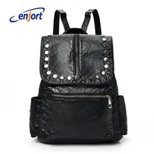Enjort Женщины рюкзак мода PU дамы Рюкзаки школьные сумки Bolsas Femininas Сумка Черный Ежедневно Luna Bolsos Повседневная Mochila