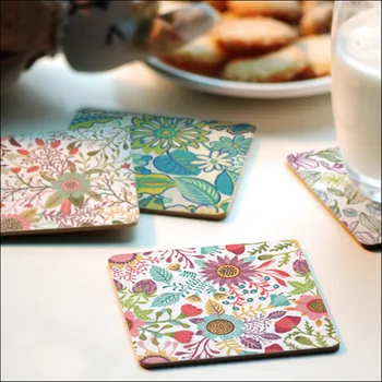 

CFen A's 1 pc High Quality Wood Coasters Cup drinks Holder Non-slip heat proof coffee drink Coasters Mat Pad hand painted