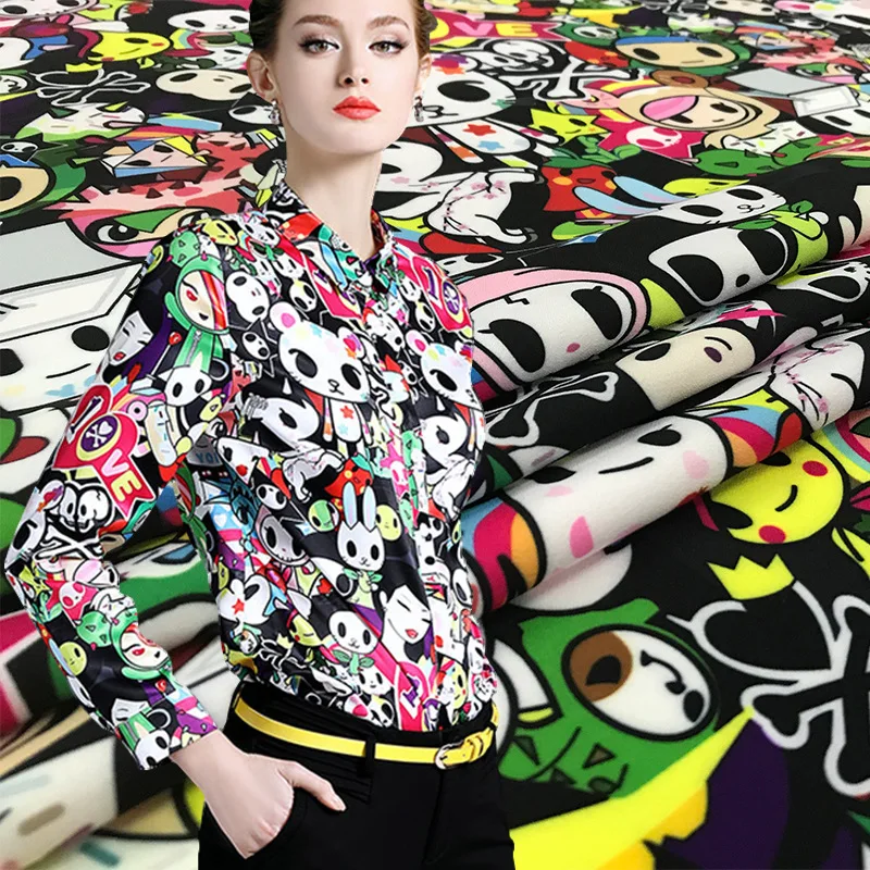 

2019 new cartoon anime digital printing fabric spring and summer hot clothing handmade DIY fashion dress fabric wholesale