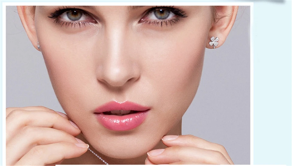 n PISSENLIT Women Jewelry White Rhinestone Stud Earrings pendientes mujer moda 2019 New Silver Clover Wedding Stud Earring brincos