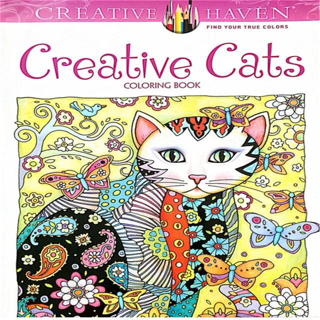 Creative Haven Cats Colouring Book For Adults Antistress Coloring 185x21 Secret Garden Series