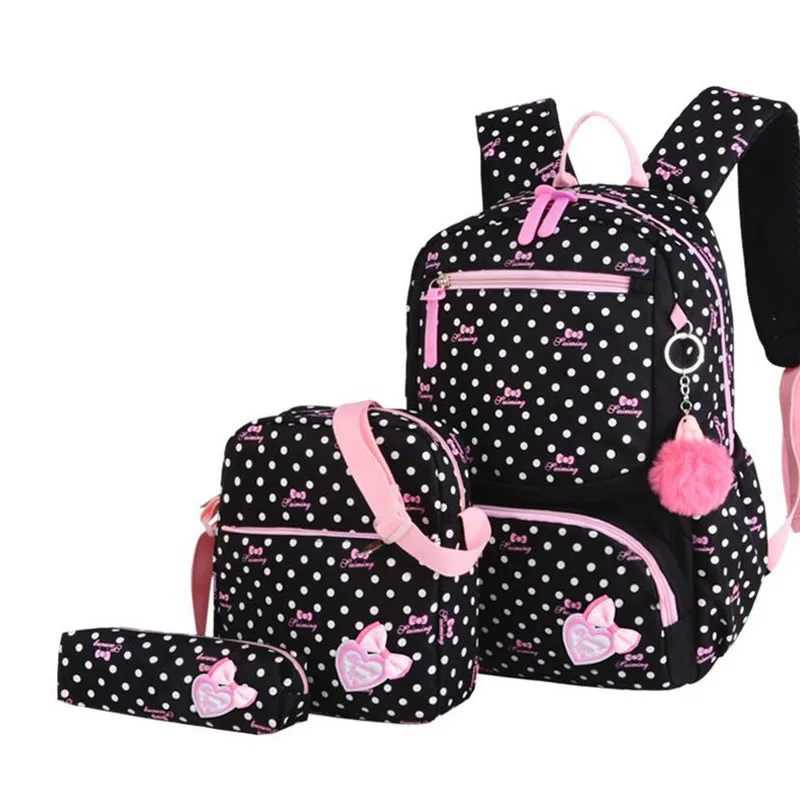 Детский Школьный рюкзак 3 шт./компл. печати школьные сумки рюкзак модные милые рюкзаки для детей для школы Mochila - Цвет: Black