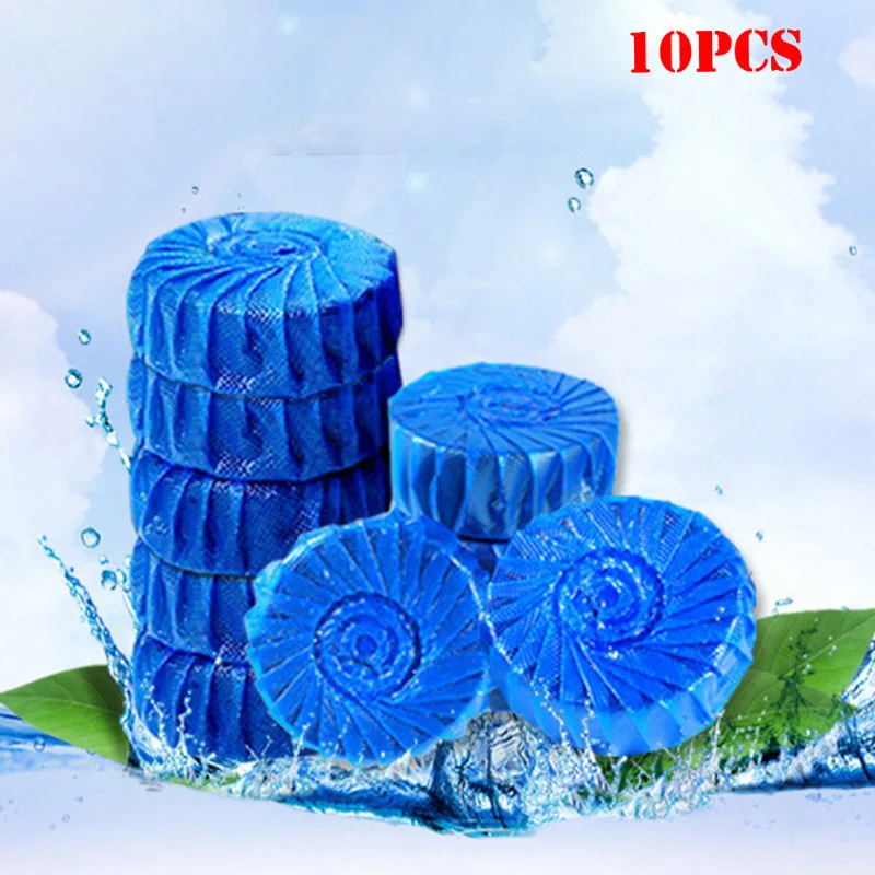 

10pcs Toilet Bowl Cleaner Tablets Antibacterial Cleaning Tab Blue Bubble For Bathroom E2S