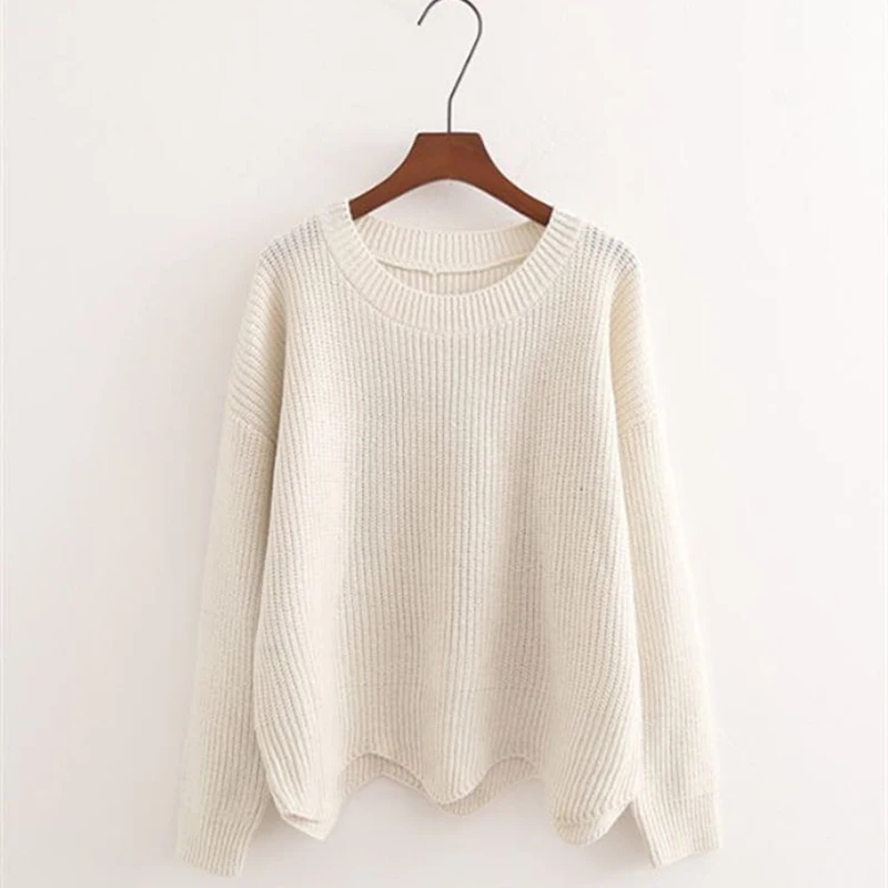 

New Fashion Korean Version Wave Hem Irregular Short Waist Hooded Sweater Knit High Waist Small Sweater Female Wild Autumn Winter