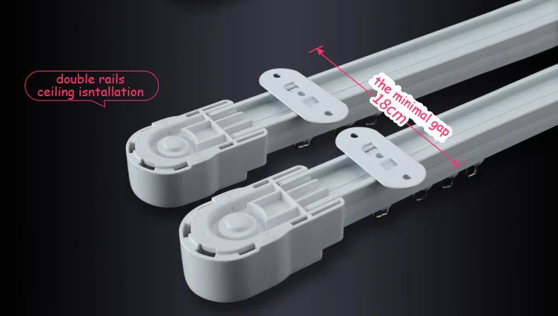Роскошная Подключаемая система, электрическая шторная дорожка, открывающая и закрывающая мотор, умный дом, занавески, аксессуары, Индивидуальный размер - Цвет: double tracks 1