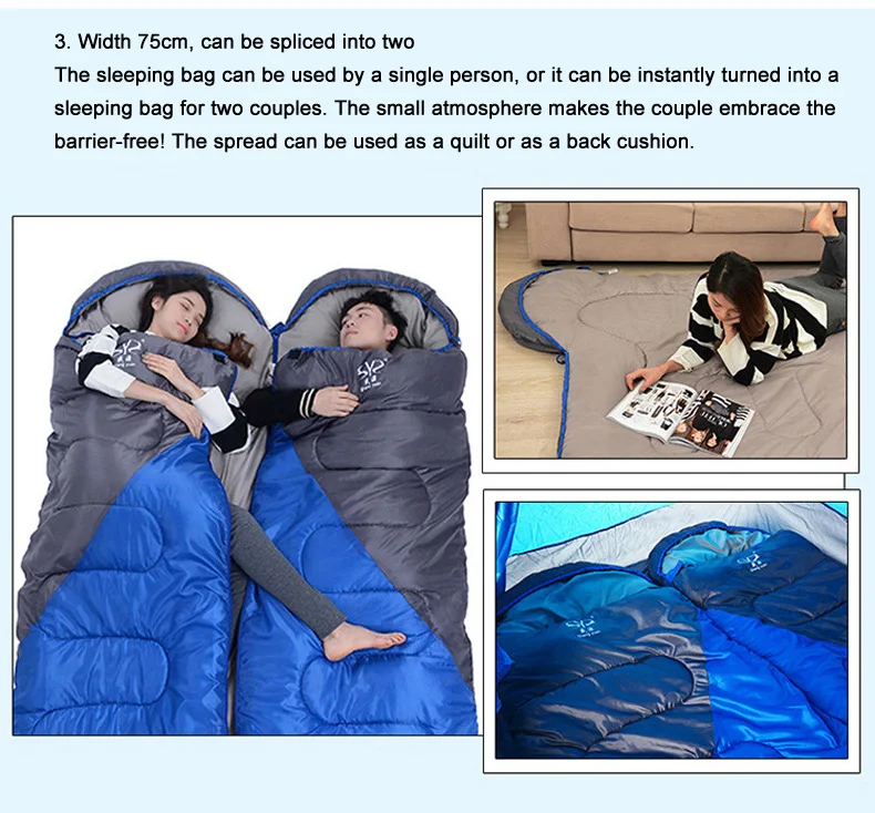 Bolsa de Dormir de Acampamento Quente ao ar Bolsa de Dormir de Acampamento por Atacado Bolsa de Dormir Livre Adulto Atacado Personalizado Inverno Algodão Viagem por 7 Saco de dormir de acampamento quente ao