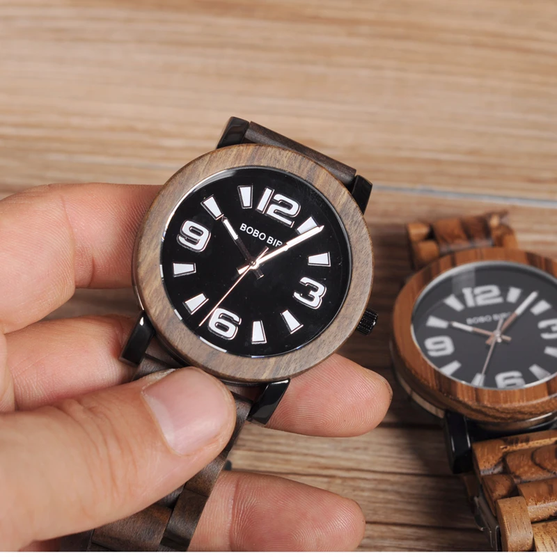 BOBO BIRD V-O21 Luxury Men Wristwatch Wood Unique Japan Movt Quartz Watch with All Stainless Steel Case relogio masculino