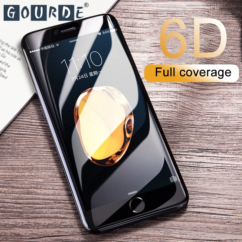 Gourde полное покрытие 6D Edge закаленное стекло для iPhone 11 Pro MAX X 7 8 6 6s Plus Защита экрана
