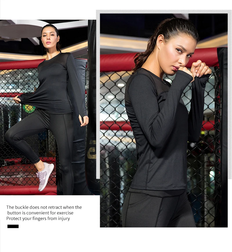 Спортивная женская футболка для йоги, Топ с длинным рукавом, одежда для фитнеса, быстро бегущий спортивный топ для йоги, Женская Черная Спортивная одежда