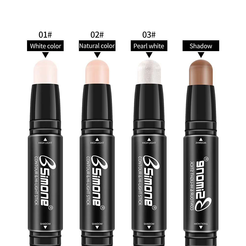 Double Head 3D Bronzer Highlighter Stick Face Makeup Concealer Pen Foundation Stick Cream Texture Contour Pencil Cosmetic TSLM1
