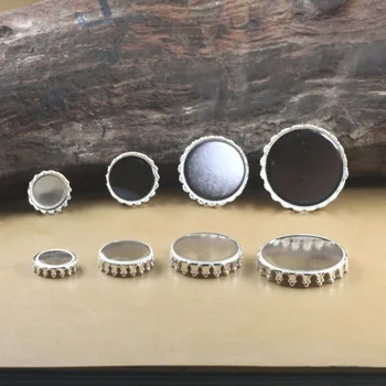 

50 PCS 12/15/20/25mm Round Cabochon Base Silver Color Crown Connectors Bezel Blank Setting DIY Accessories For Jewelry Making