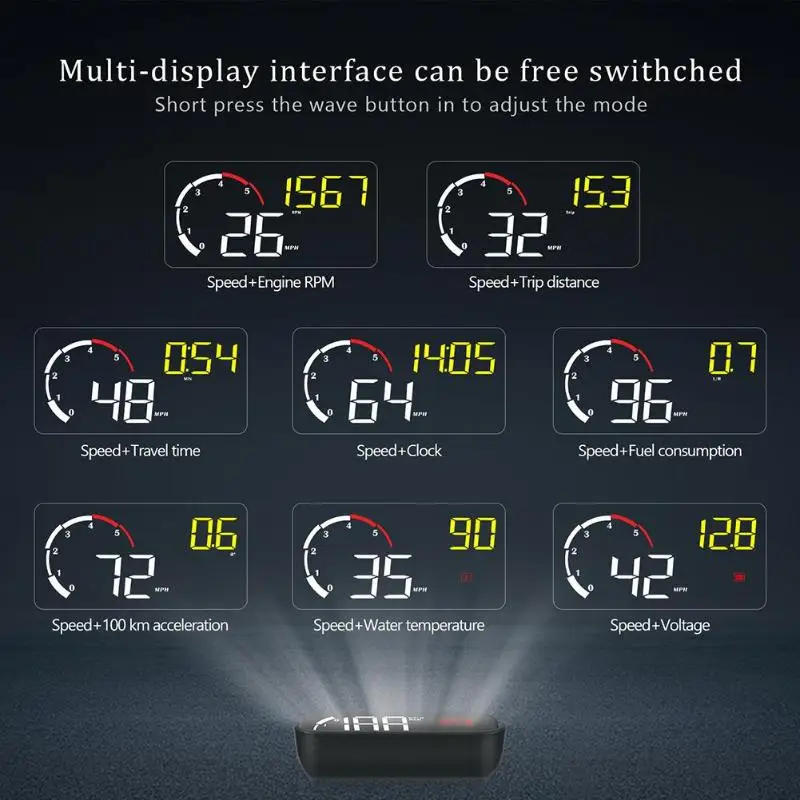 M10 автомобиля HUD OBD II OBD2 лобового стекла Авто Head Up Дисплей проектор Overspeed Предупреждение Системы Напряжение сигнализации