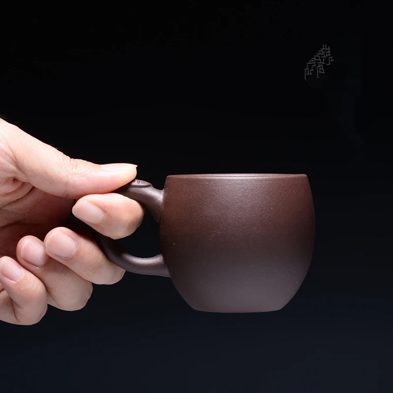 

tea cup with handle real yixing zisha master cup marked original ore authentic purple grit Chinese kungfu teacups 80ml