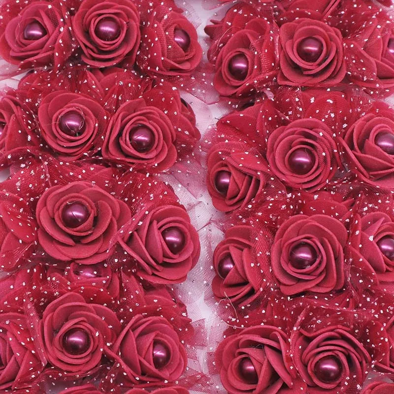12Pcs/lot 3CM Foam Mini Rose Head Pearl Bead Artificial Flowers for Wedding Decoration DIY Bride Wreath Home Decor Fake Flower 8 12Pcs/lot 3CM Foam Mini Rose Head Pearl Bead Artificial Flowers for Wedding Decoration DIY Bride Wreath Home Decor Fake Flower 8