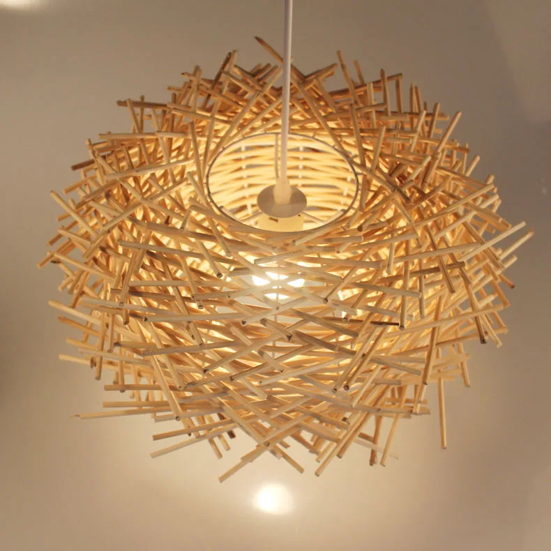 

Creative Rattan Weave Pandent Lights Bird's Nest Shape for Restaurant Hotpot Shop Living Room Study Rustic Lamp Loft Decor LED