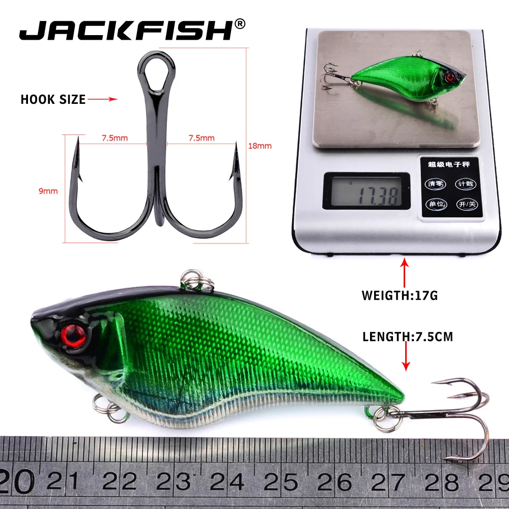 JACKFISH Lifelike VIB плавающая приманка для рыбалки 7,5 см 20 г Pesca крючки рыба воблер снасти воблер искусственные японские жесткие приманки