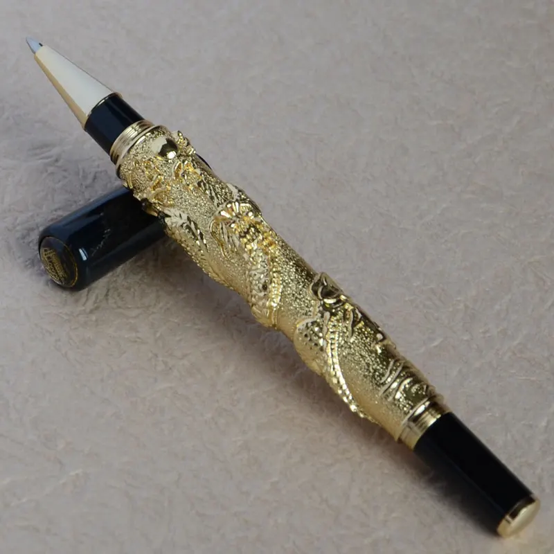 Pen as picture JINHAO 41 DRAGON EMBOSS роликовая шариковая ручка серебряный золотой медный серый для выбора коллекции Лучший подарок - Цвет: Pen as picture