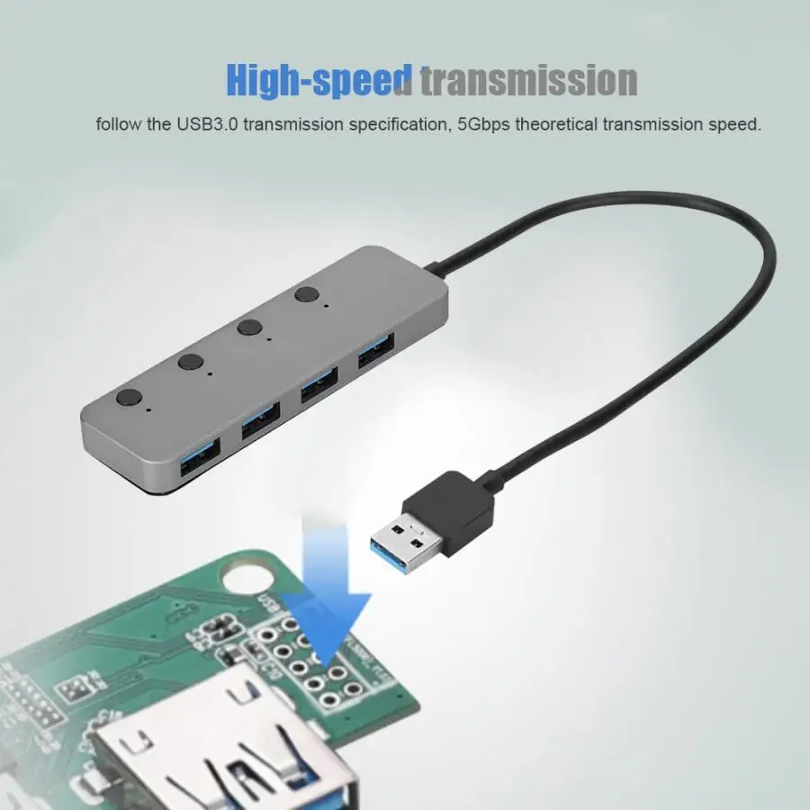 ACASIS высокоскоростной USB3.0 сплиттер 4-портовый usb-концентратор, адаптер с Отдельный переключатель кнопка