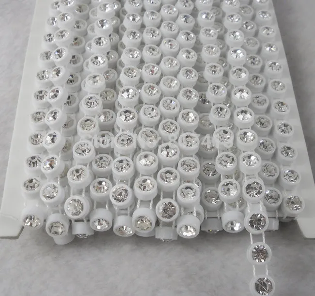 

SS30 A grade clear crystal glass 6mm Rhinestones plastic banding Trim white Setting costume applique 10 Yards