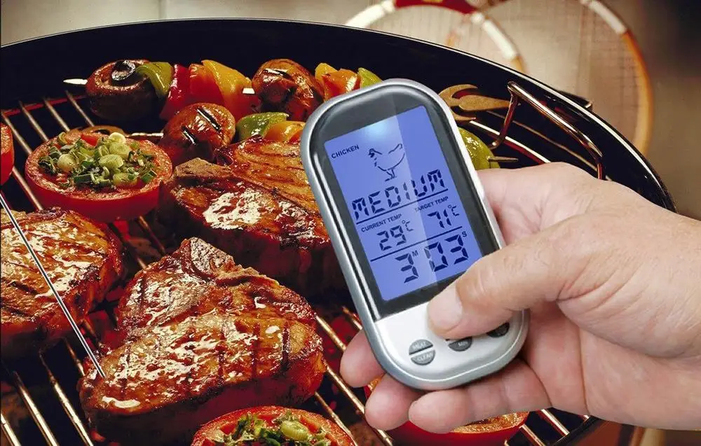 Бытовые Термометры для барбекю беспроводная цифровая духовка и гриль для приготовления мяса дистанционный Кухонный Термометр и таймер с длинным зондом